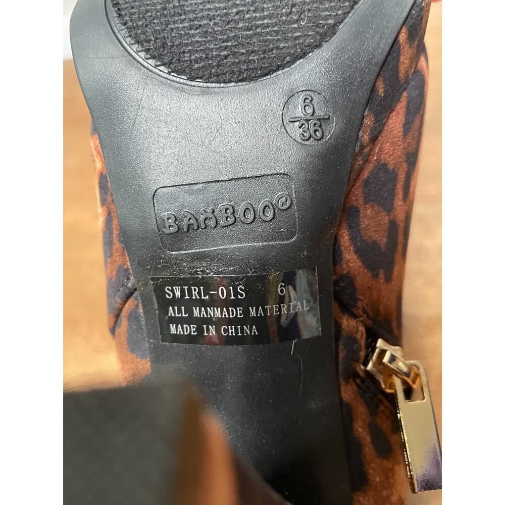 Bamboo Swirl-01S Leopard Print Platform Ankle Booties Women's Size 6 Chunky Heel - Picture 4 of 6